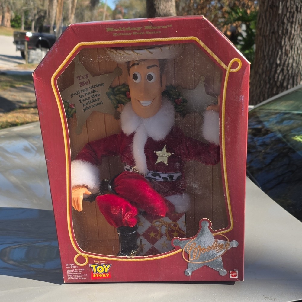 Mattel Toy Story Holiday Hero Woody Pull String Talking Action Figure Boxed